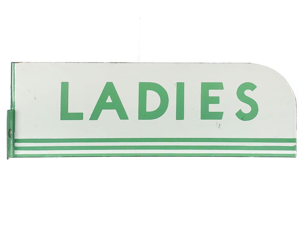 Lot 431: Sinclair Double-Sided Porcelain Ladies Restroom Steel Sign
