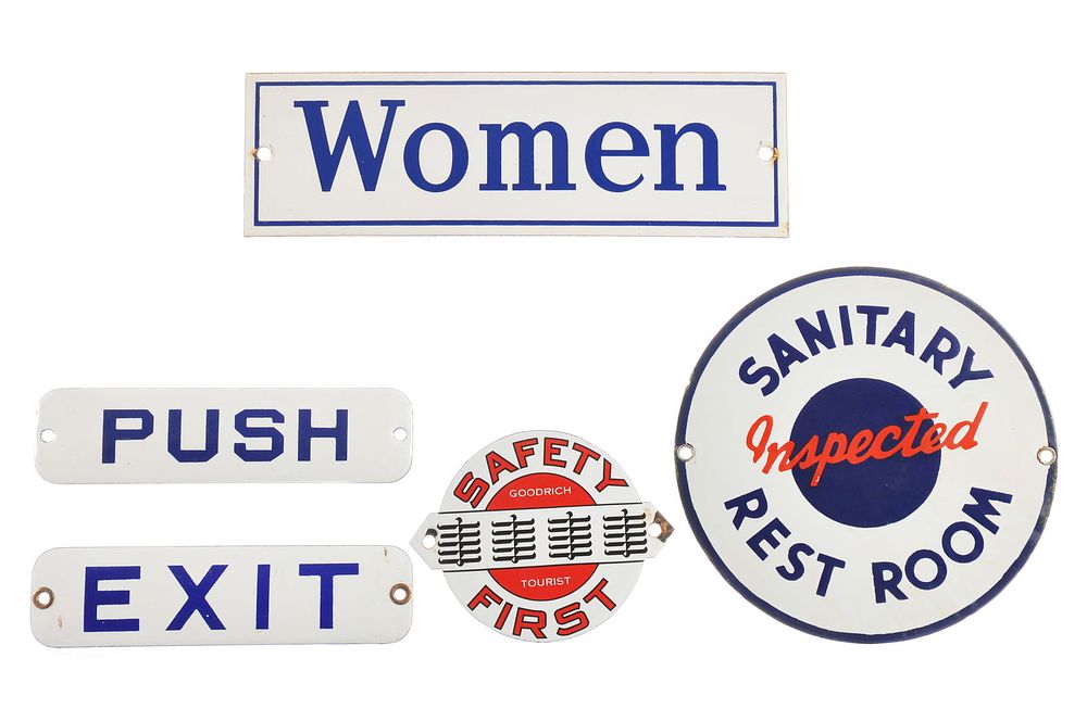 Lot 432: (4) Goodrich Safety First & Sanitary Inspected Rest Room SSP Signs