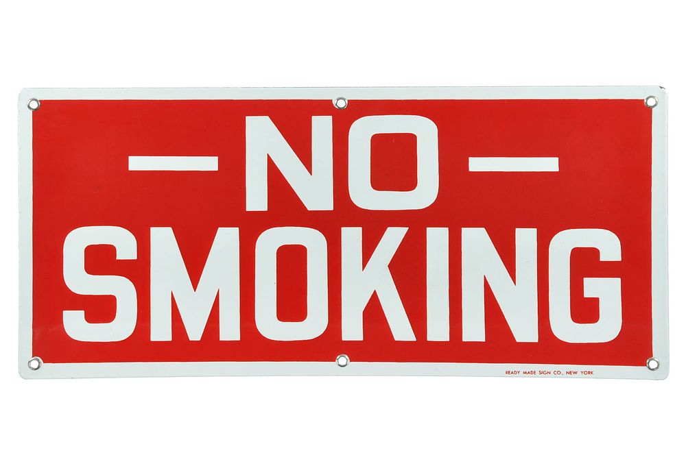 Lot 435: No Smoking Single-Sided Porcelain Sign