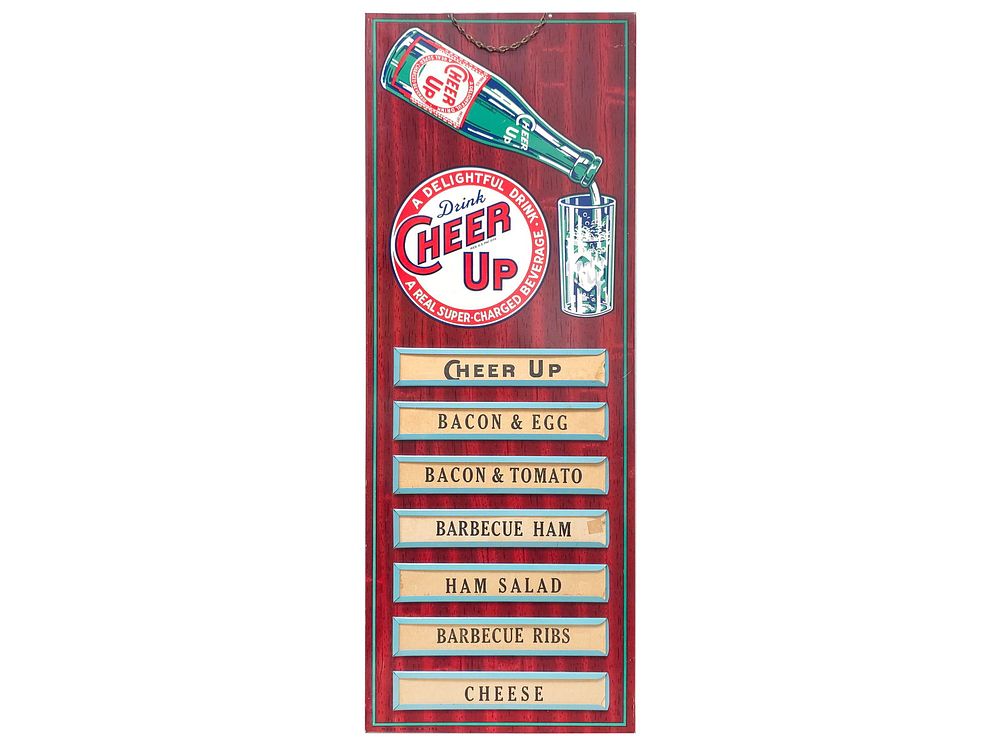 Lot 453: Cheer Up Tin Menu Board
