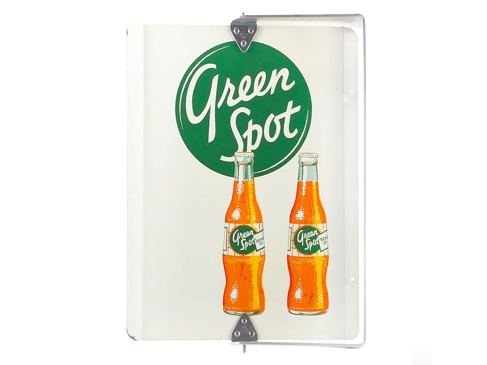 Lot 455: Green Spot Soda Double-Sided Sign