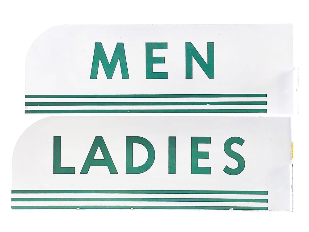 Lot 464: Men & Ladies Double-Sided Restroom Flange Signs