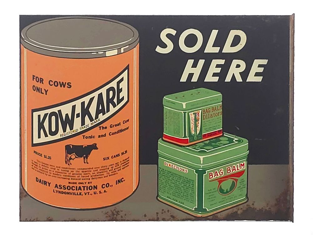 Lot 465: Kow-Kare for Cows Only Double-Sided Flange Sign