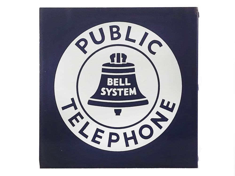 Lot 466: Public Telephone Bell System Double-Sided Flange Sign