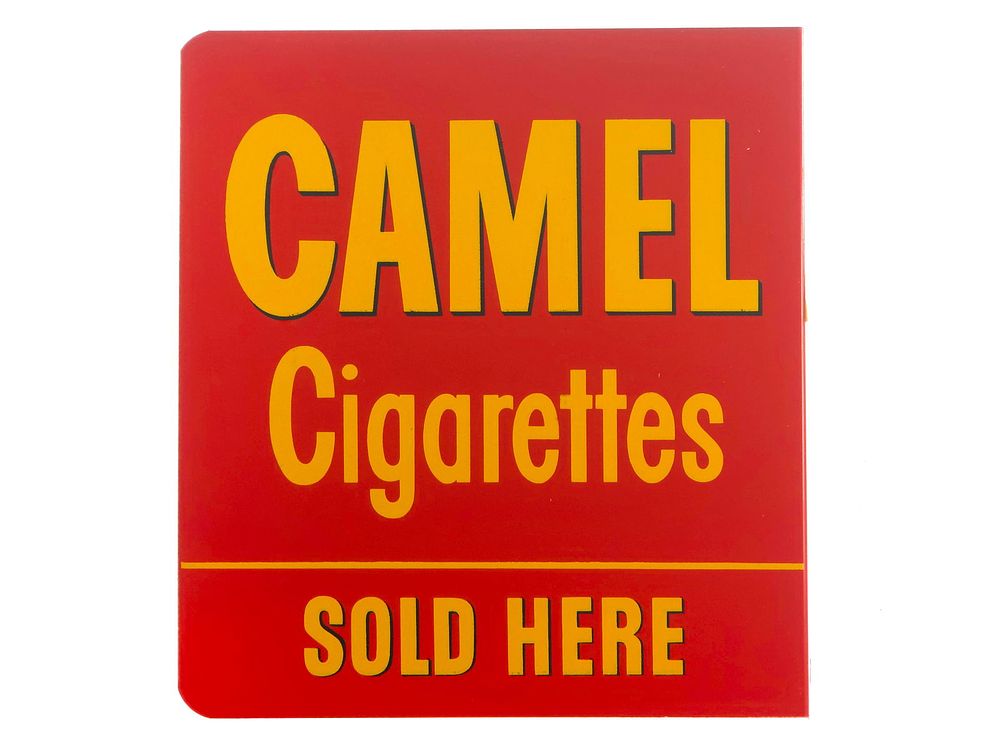 Lot 471: Camel Cigarettes Sold Here Double-Sided Flange Sign