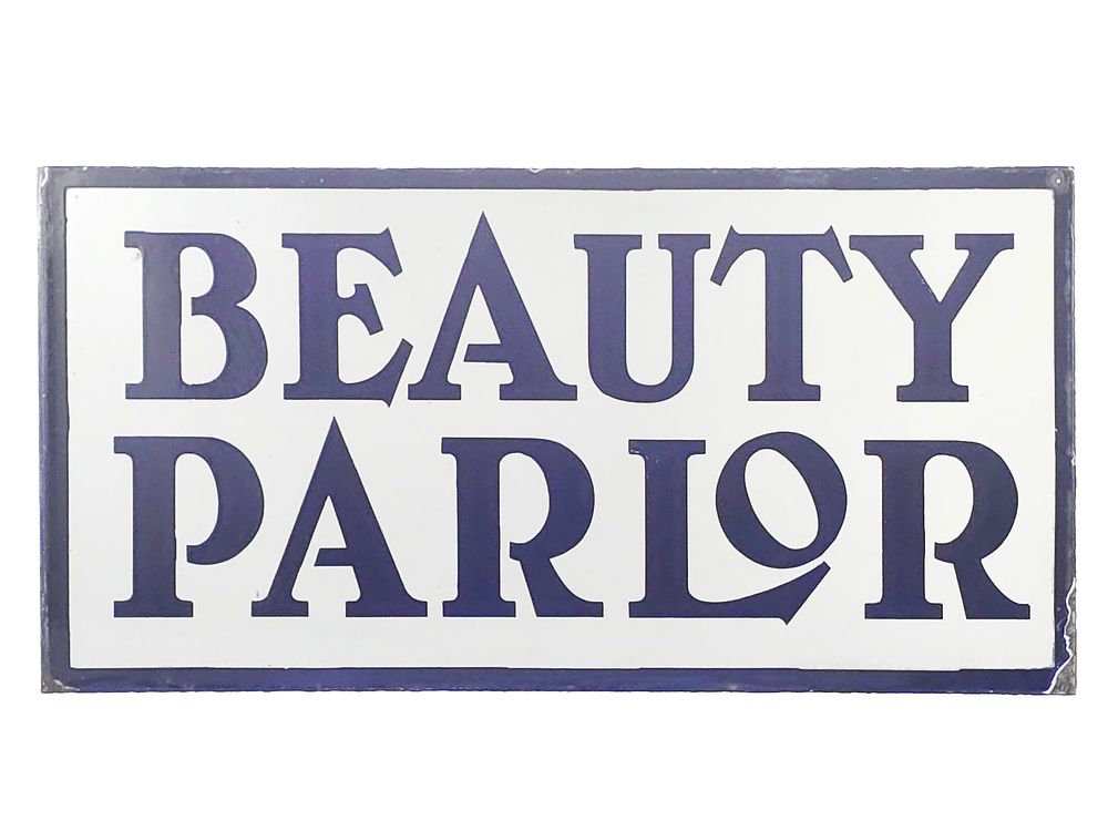 Lot 472: Beauty Parlor Double-Sided Porcelain Flange Sign