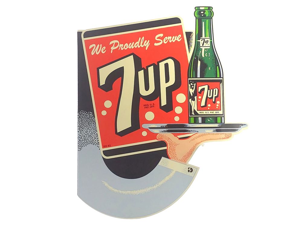 Lot 475: We Proudly Serve 7-Up Double-Sided Flange Sign