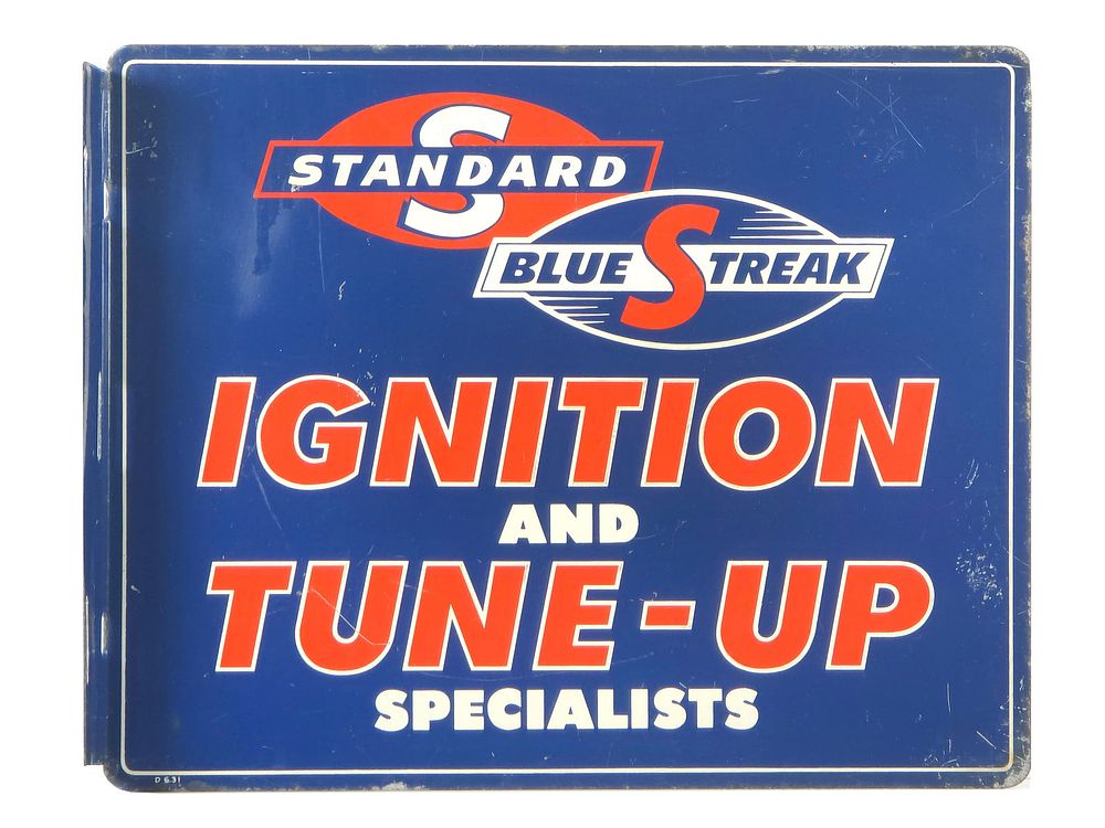 Lot 485: Standard Blue Streak Double-Sided Flange Sign