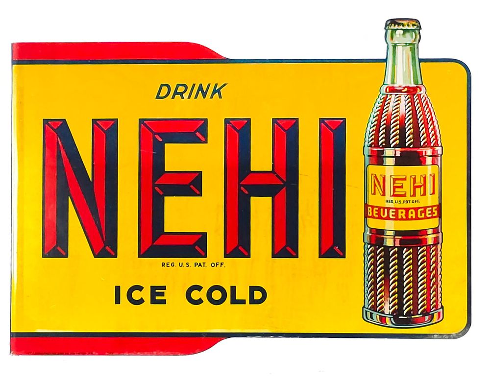 Lot 494: Drink Nehi Ice Cold Double-Sided Flange Sign