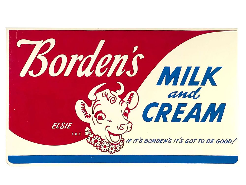 Lot 495: Borden's Milk n Cream Double-Sided Flange Sign
