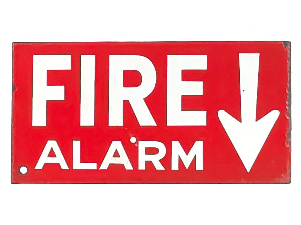 Lot 496: Fire Alarm Double-Sided Porcelain Flange Sign