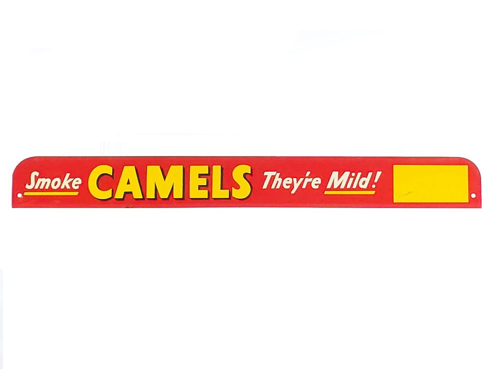 Lot 500: Smoke Camels Single-Sided Steel Flange Sign