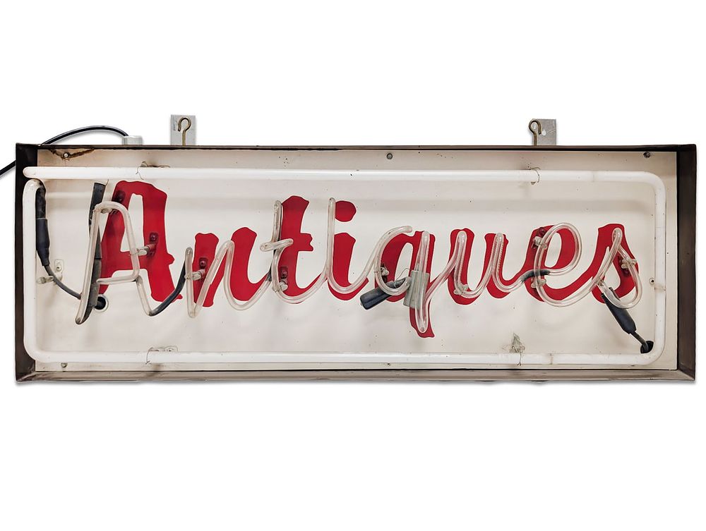 Lot 180B: "Antiques" Neon Sign 36" L Working