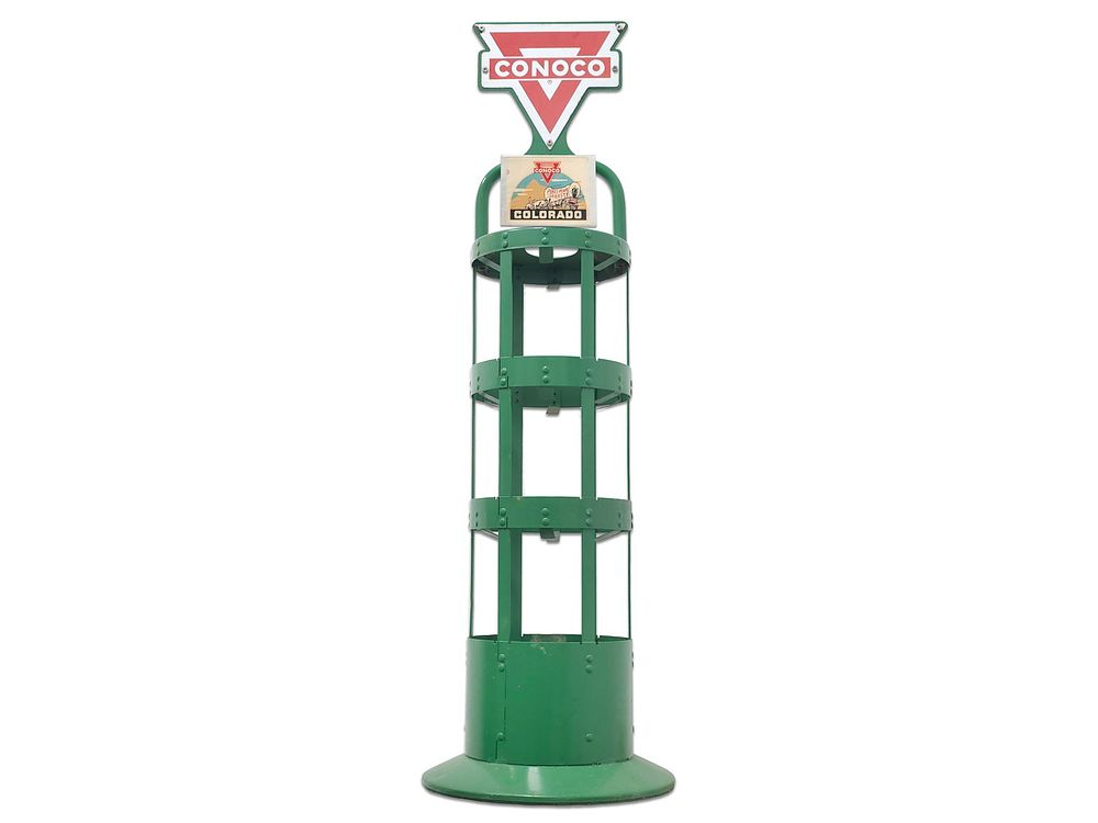 Lot 250: Conoco Oil Can Rack Floor Display & Countertop Advertising Set