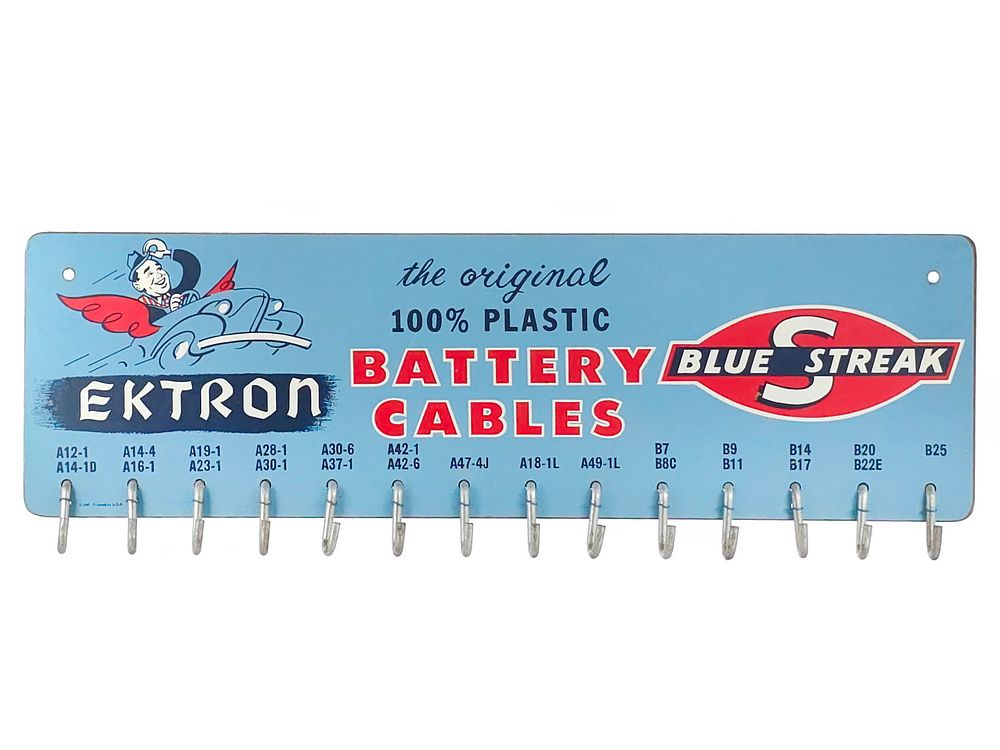 Lot 256: Blue Streak Battery Cables Wall-Mounted Display