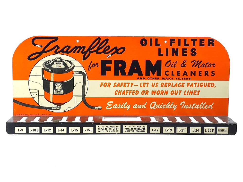 Lot 266: 1949 Framflex Fram Oil Filter Wall Rack