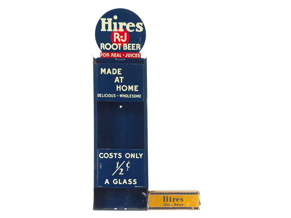 Lot 281: Hires Root Beer Wall Display w/one Boxed Sample Glass