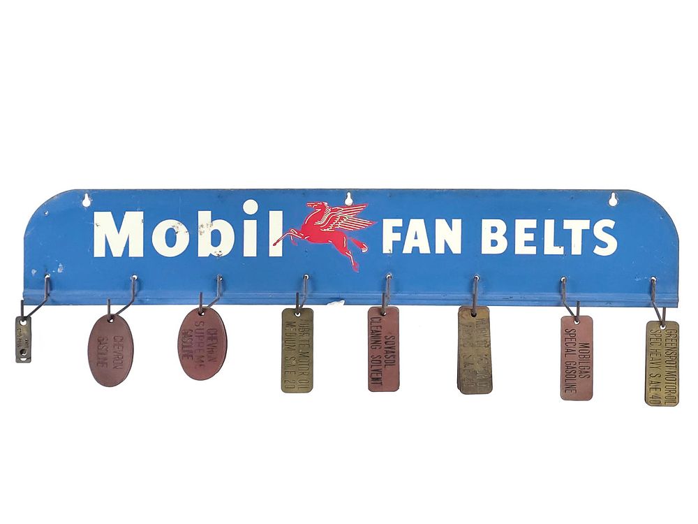 Lot 297: Mobil Fan Belts Display Rack w/Tags