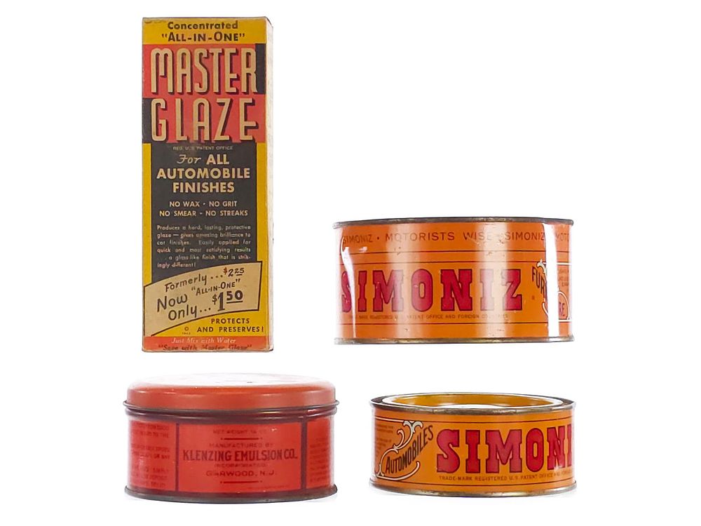 Lot 327: (4) Vintage Vehicle Cleaners & Waxes Klemco/Simoniz/Master Glaze
