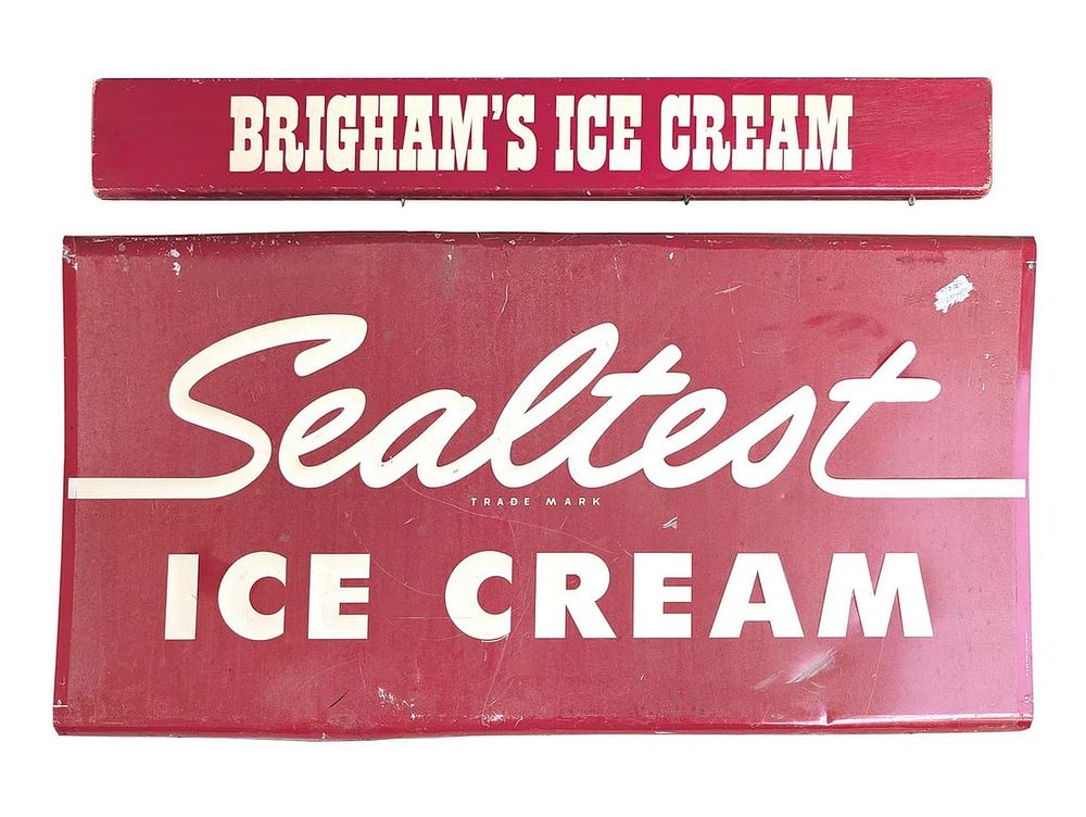 Lot 540: (2) Sealtest Ice Cream Aluminum & Brigham's Ice Cream Advertising Display Signs