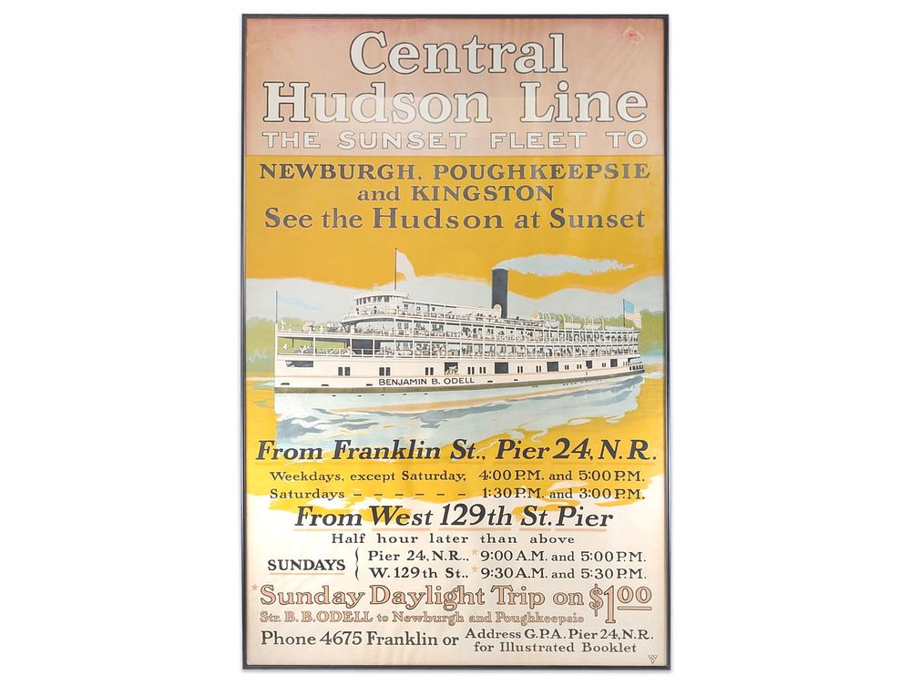 Lot 740: Central Hudson Line Poster  45" x 29" See the Hudson at Sunset