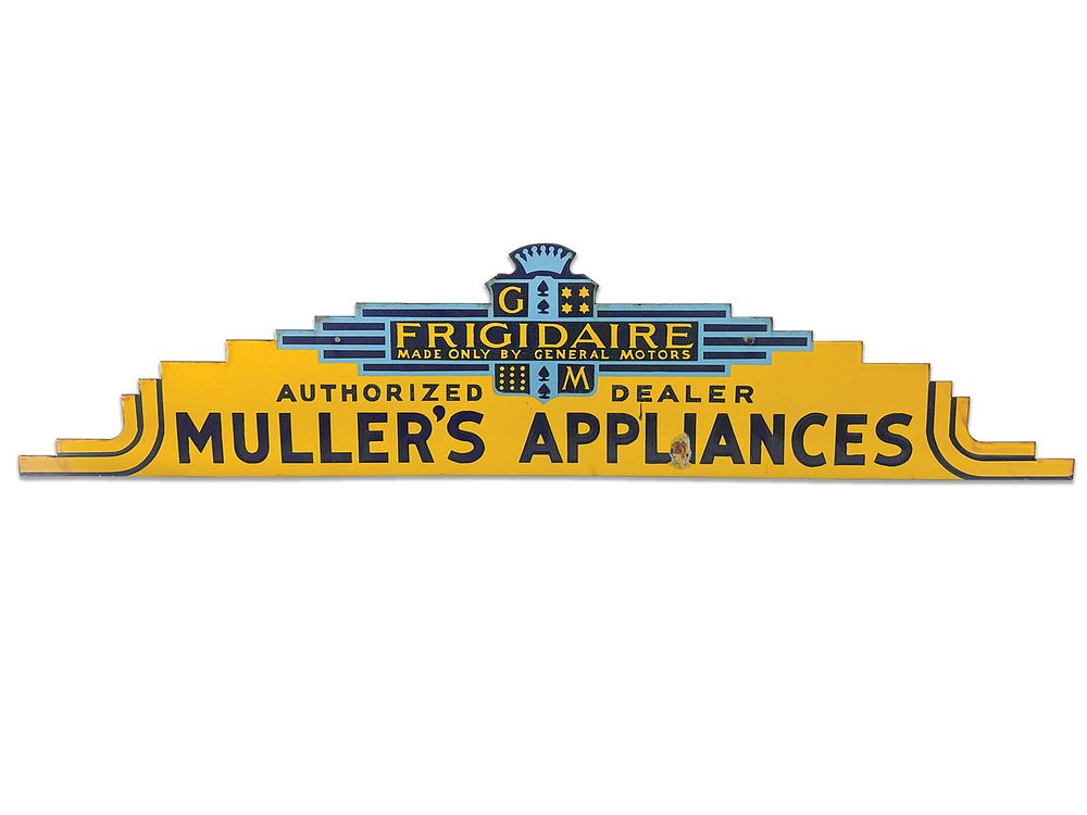 Lot 505: Frigidaire Muller's Appliances Steel Advertisement Sign