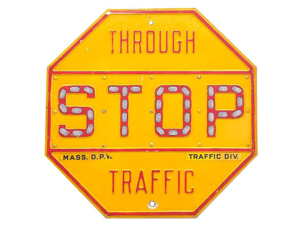 Lot 507: Mass D.P.W. Traffic Division Steel Sign Massachusetts