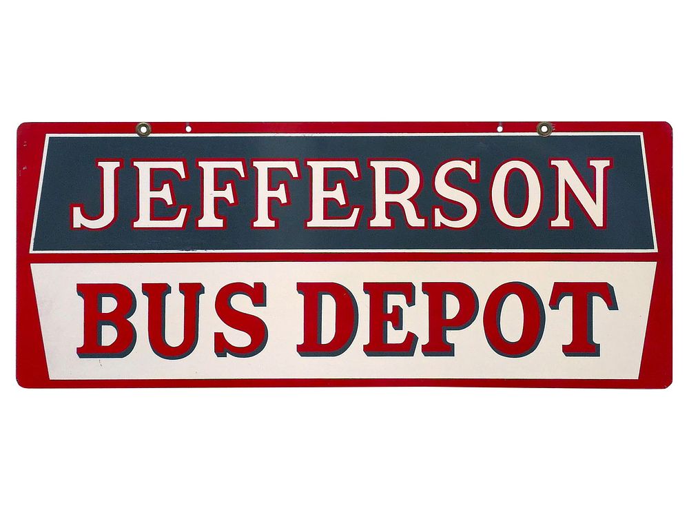 Lot 513: Jefferson Bus Depot Double-Sided Steel Sign