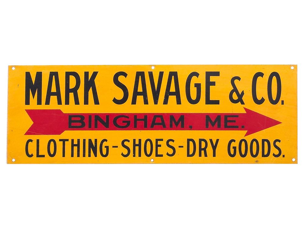 Lot 524: Mark Savage & Co Clothing Shoes Dry Goods Sign