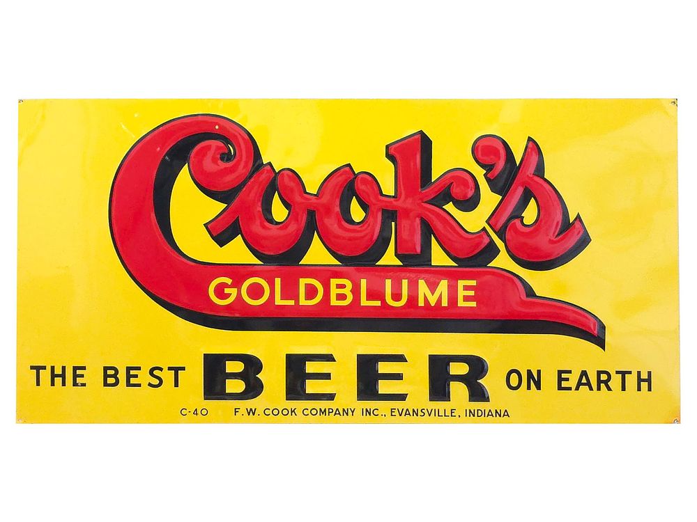 Lot 525: Cook’s Goldblume The Best Beer on Earth Tin Advertising Sign