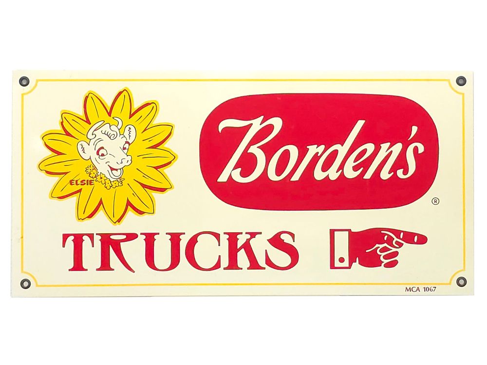 Lot 526: Bordens Trucks Elsie Cow Steel Sign