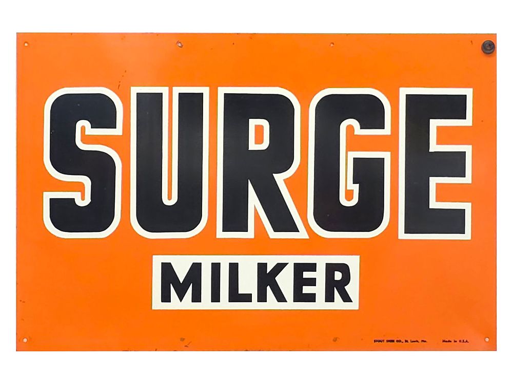 Lot 527: Surge Milker Dairy Equipment Tin Sign