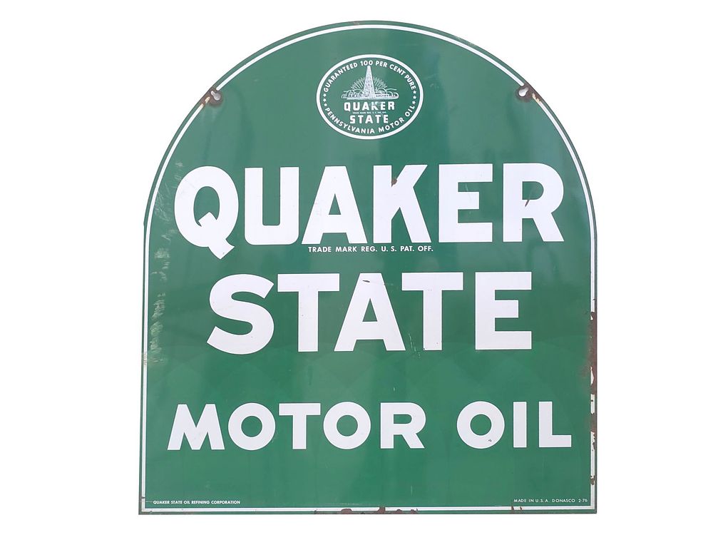 Lot 534: Quaker State Motor Oil Donasco 2-76 Double-Sided Steel Sign