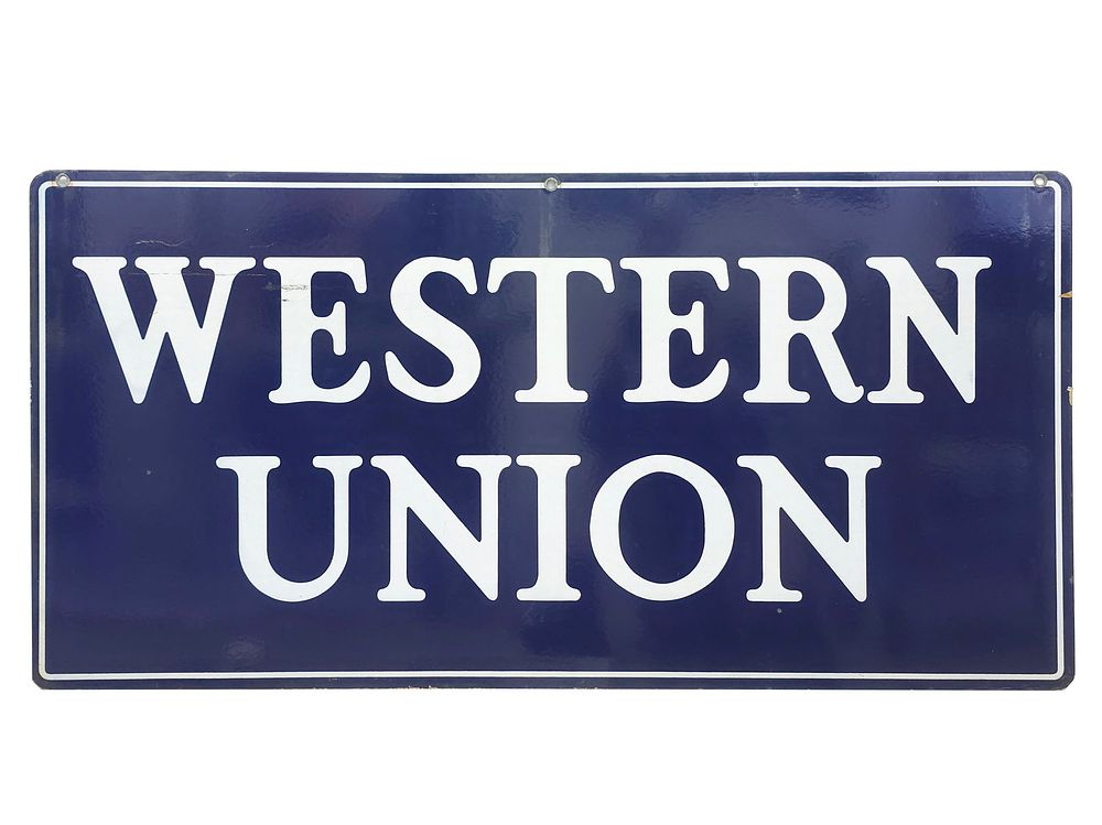 Lot 541: Large Western Union Double-Sided Porcelain Sign 48"