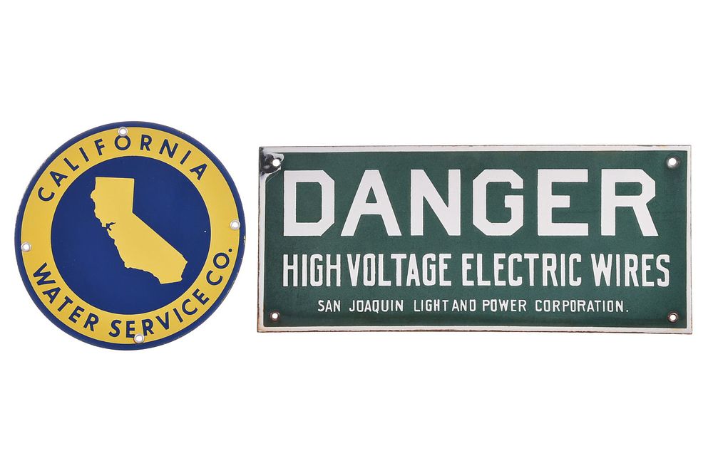 Lot 544: (2) California Water Service Co. & San Joaquin Light & Power SSP Signs