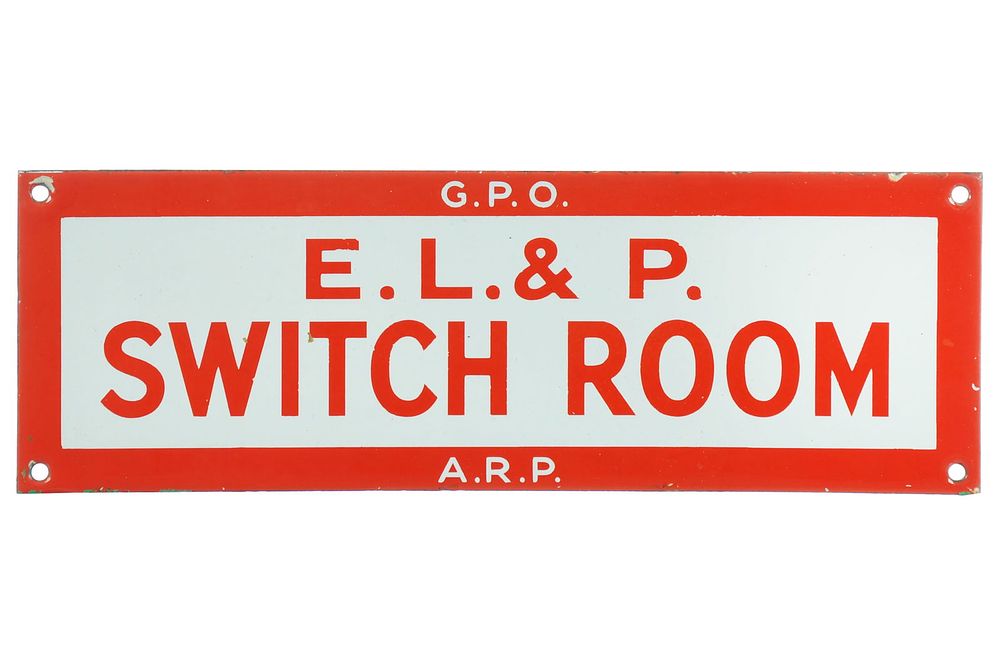Lot 547: General Post Office WWII SSP Switch Room Door Sign