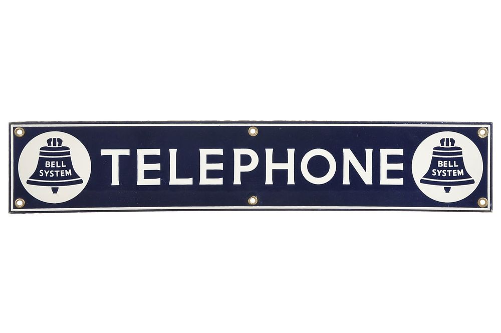 Lot 550: Rectangle Bell Telephone Single-Sided Porcelain Sign