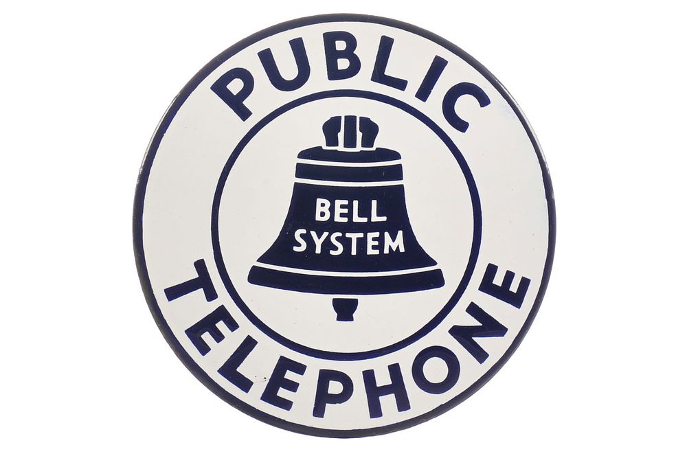 Lot 551: Bell Systems Public Telephone Single-Sided Porcelain Sign