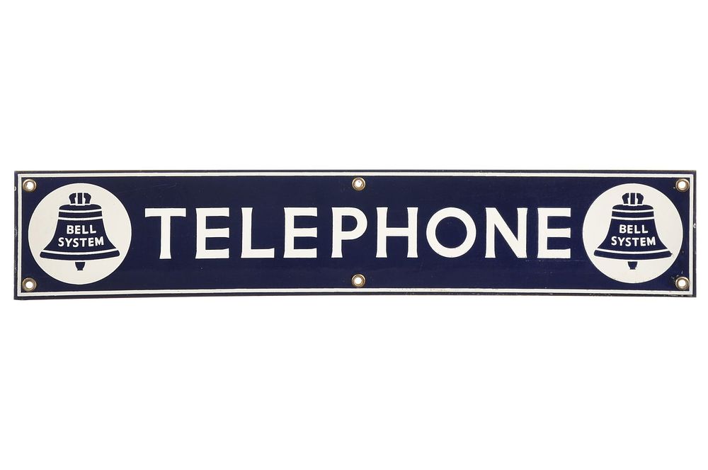 Lot 553: Rectangle Bell Telephone Single-Sided Porcelain Sign