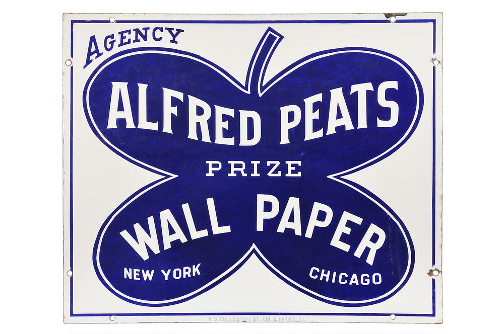 Lot 557: Alfred Peats Prize Wall Paper Single-Sided Porcelain Sign