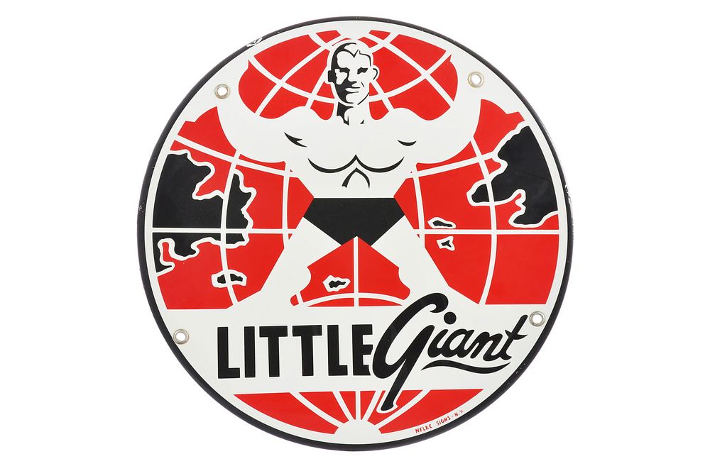 Lot 562: Little Giant Crane Plate Porcelain Sign Round 10.5"