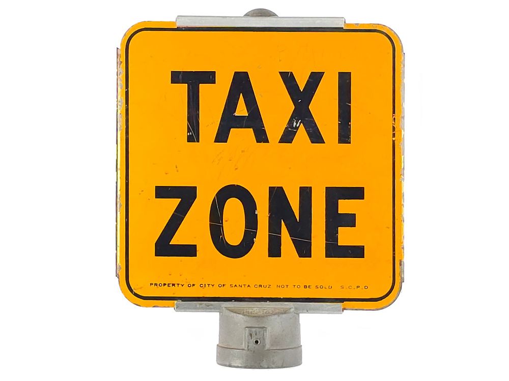 Lot 566: Santa Cruz Taxi Zone Double-Sided Metal Sign