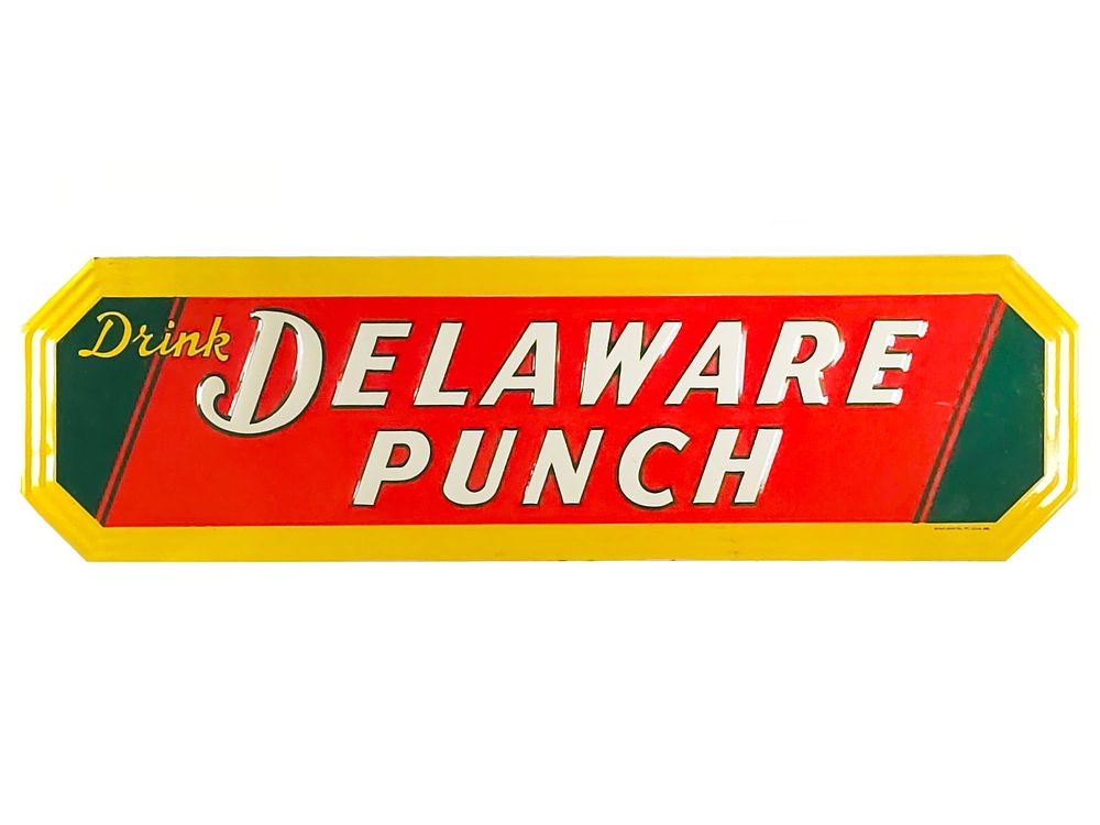 Lot 584: Drink Delaware Punch Tin Sign