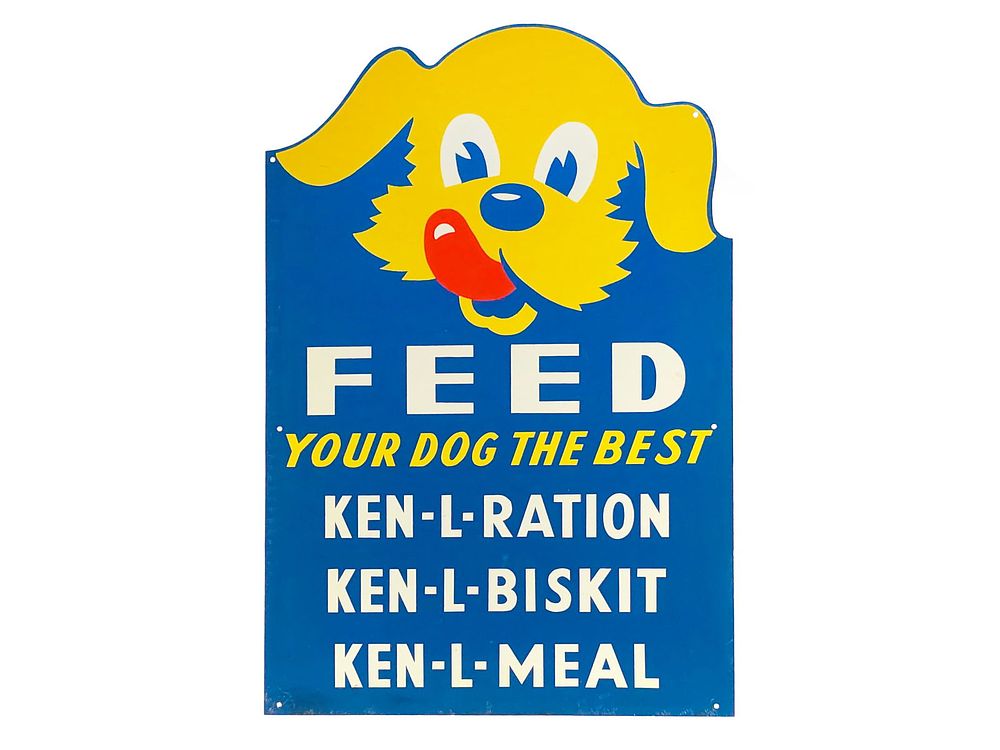 Lot 594: 1950s Ken-L Ration Dog Food Tin Advertising Sign