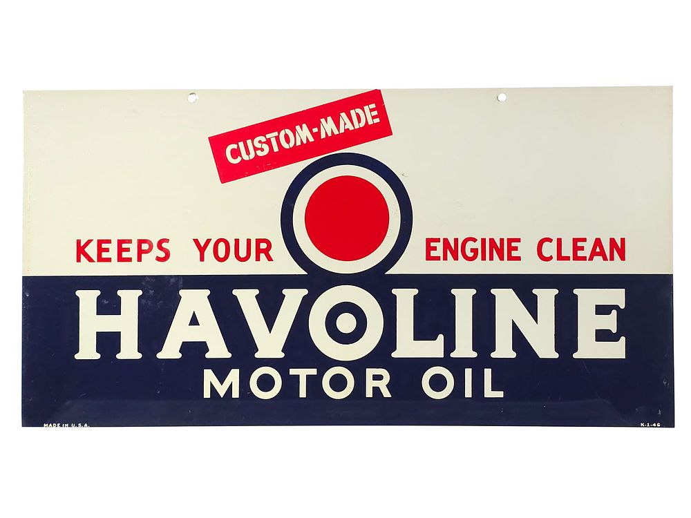 Lot 606: Havoline Motor Oil Double-Sided Tin Sign
