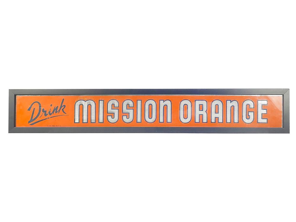 Lot 611: Drink Mission Orange Tin Advertising Sign Framed