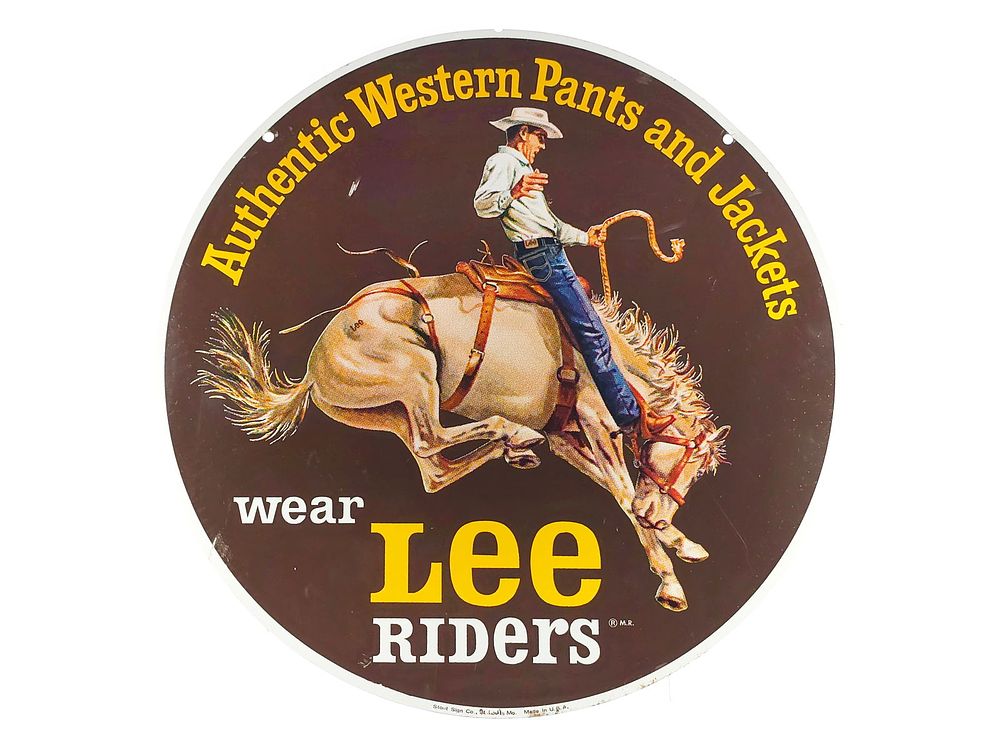 Lot 612: Wear Lee Riders, Lee Jeans Round DS Advertising Sign