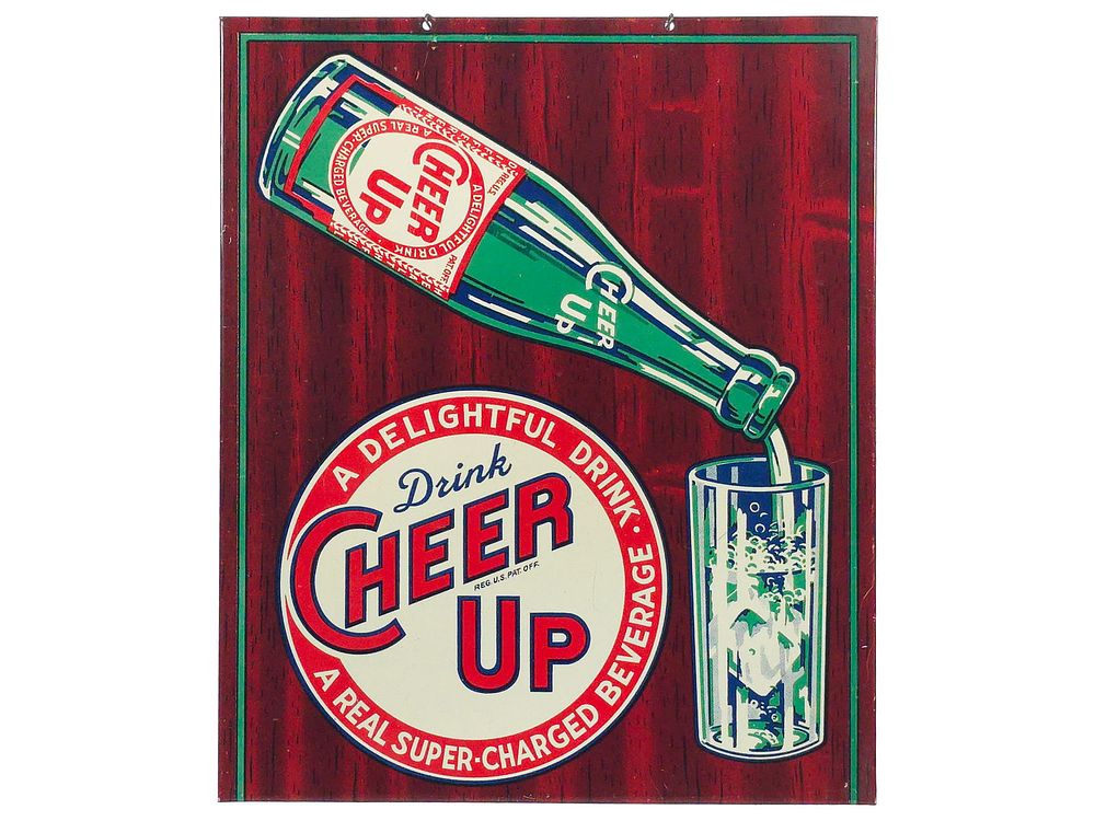 Lot 614: Cheer Up A Delightful Drink Single-Sided Tin Sign