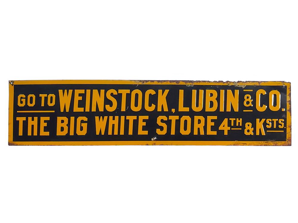 Lot 626: Weinstock, Lubin & Co. SS Embossed Tin Sign