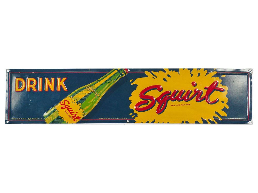 Lot 627: Drink Squirt Embossed SST Advertising Sign